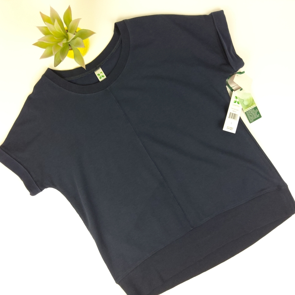 Green Tea Navy Enzyme Wash Tee Size Small